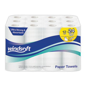 Windsoft® Premium Kitchen Roll Towels, 2 Ply, 11 X 6, White, 110-roll, 12 Rolls-carton freeshipping - TVN Wholesale